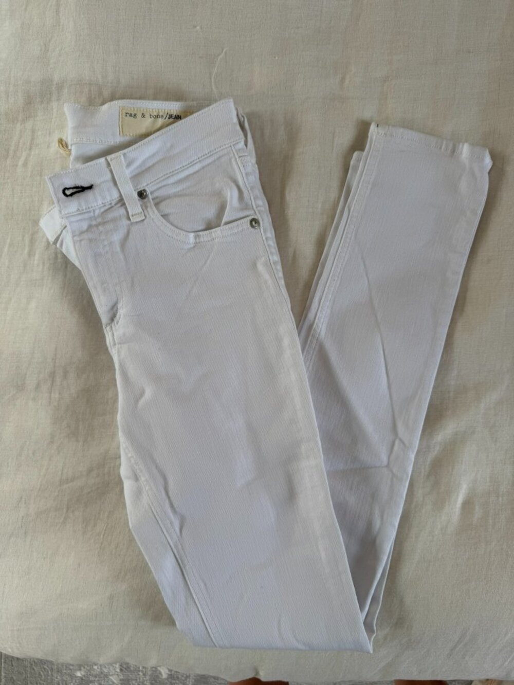 Rag & bone Women's Bright White Skinny Jeans Low Rise Stretch Size 28